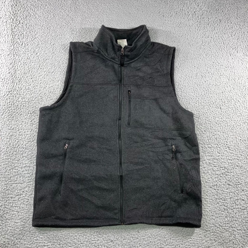 The North Face Gordon Lyons Fleece Vest Men XL Black Full Zip Sweater Knit